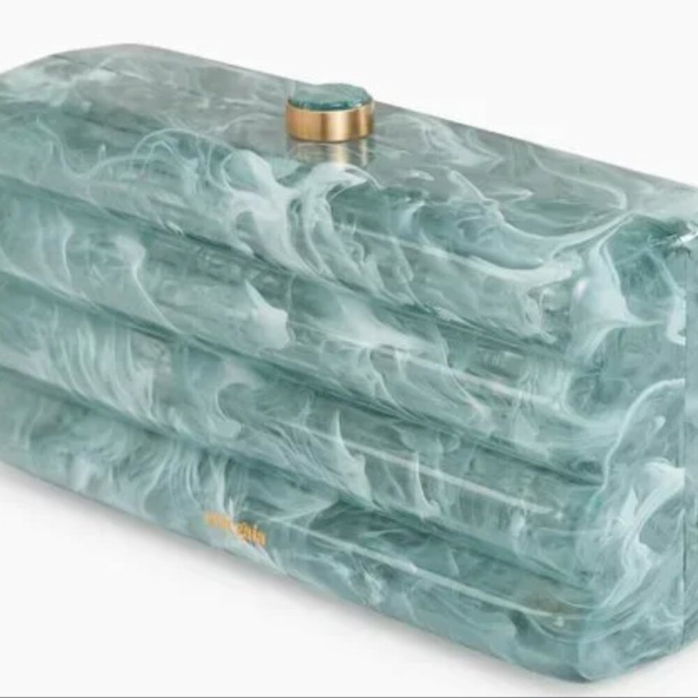 Cult Gaia Enid Acrylic Clutch - "Seaspray"